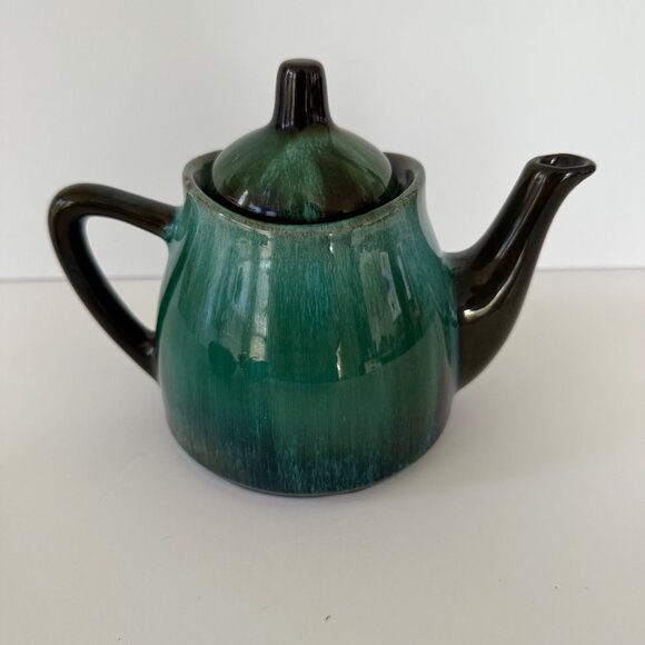 Vintage Ceramic Green Glazed Tea Set With Teapot Creamer & Sugar Bowl - Picture 8 of 11